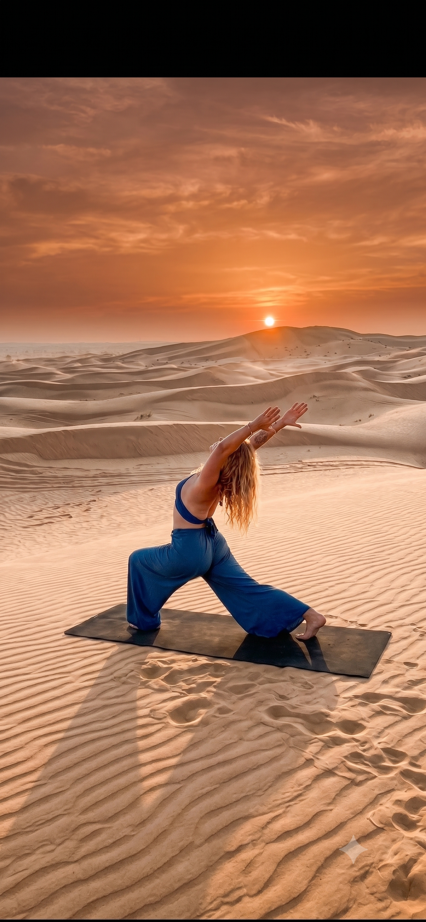 Sonnenaufgangs-Yoga in der Sahara